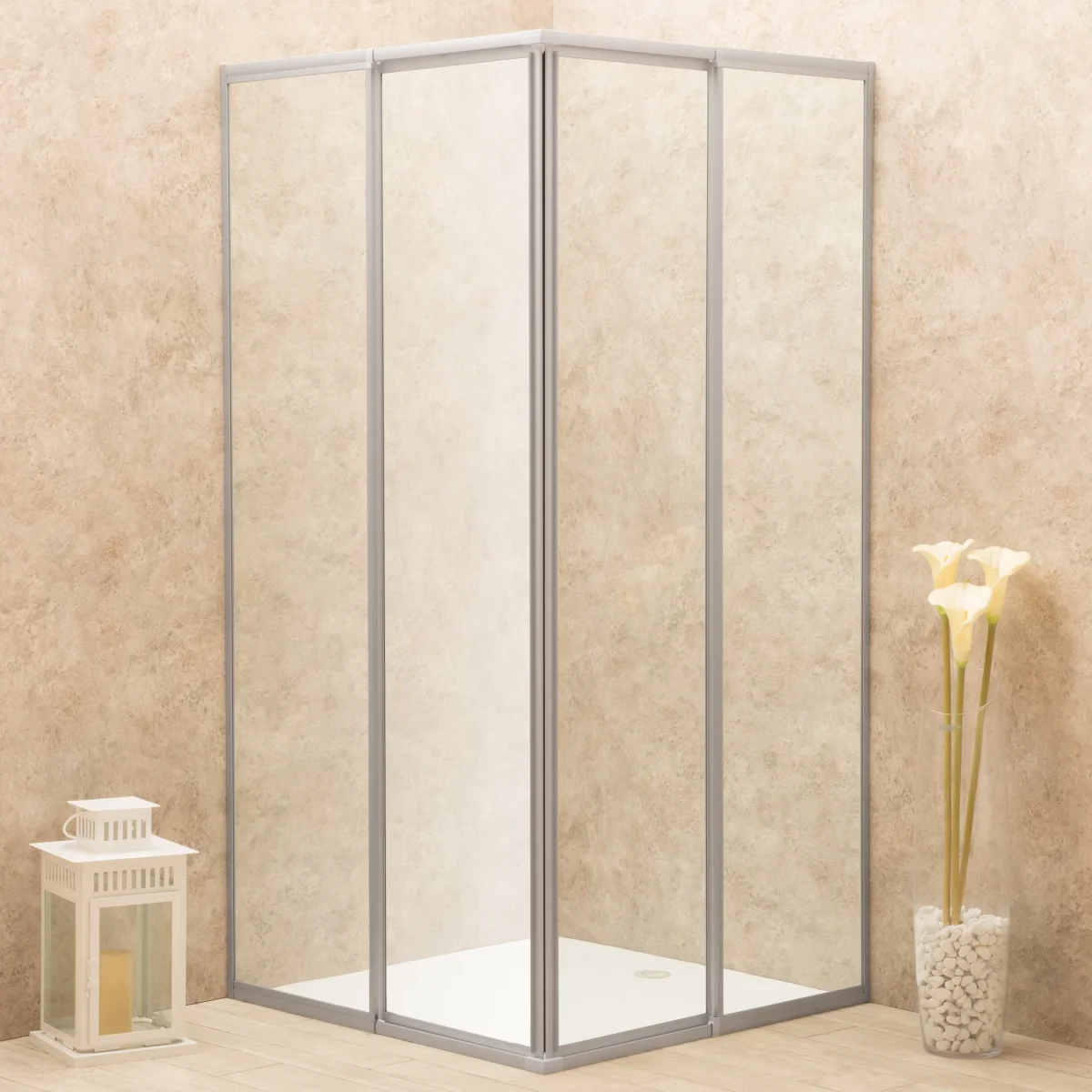 Box Doccia Regolabile Reversibile 78x83cm Vetro 6mm Trasparente - immagine 2
